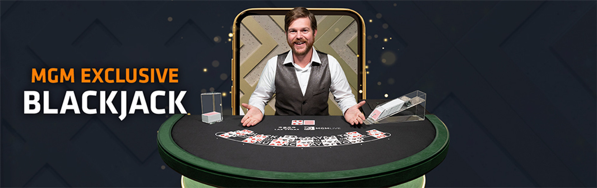 MGM Exclusives Blackjack-bord med dealer.